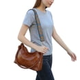 thumbnail image 3 of PULLIMORE Shoulder Bag for Women Vintage PU Leather Crossbody Bags Small Hobo Purse Clutch Tote Handbags with Detachable Ajustable Wide Strap, Brown, 3 of 8
