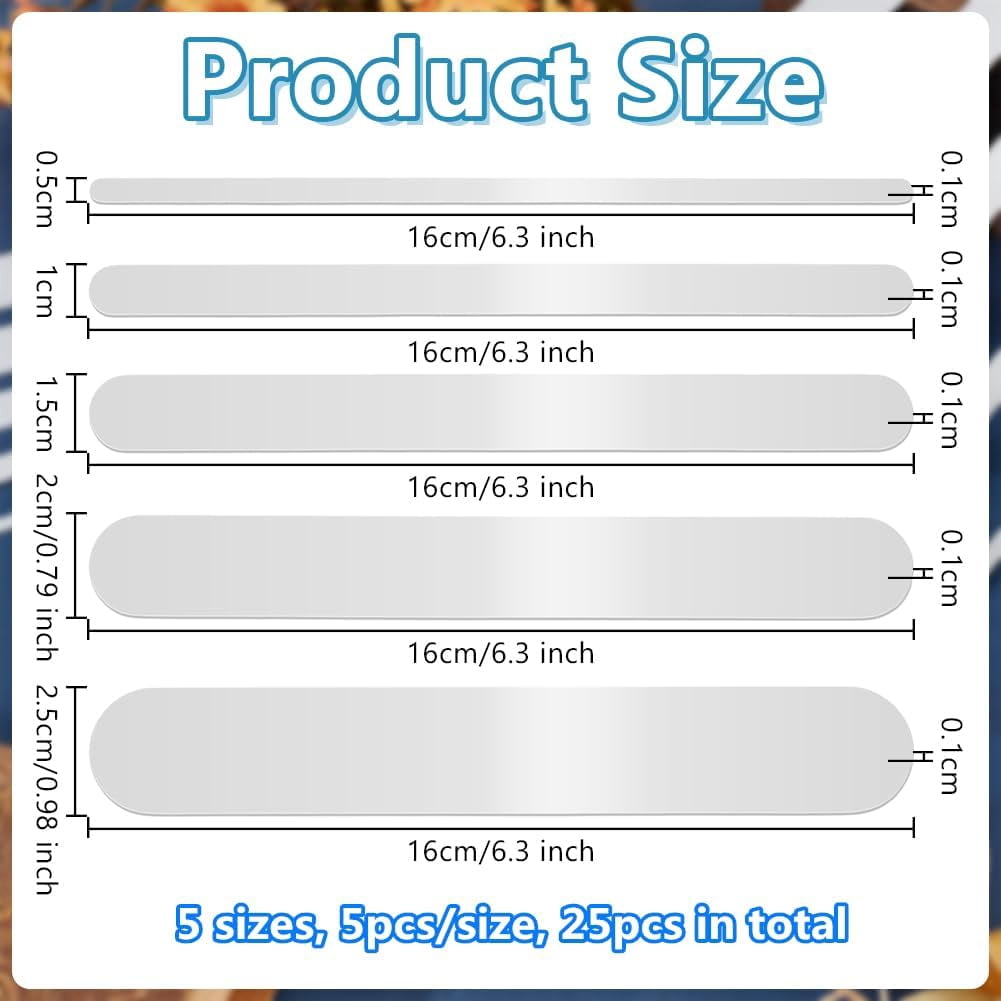 25Pcs Bracelet Blanks Stainless Steel Bangle Blanks 5 Sizes 6.3 Inch Long Steel Bracelet Inner Core Bracelets Customizing Bangle Matreial for Stamping and DIY Jewelry Making for DIY
