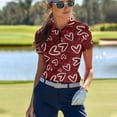 thumbnail image 2 of Garronmavis Zip Up Golf Shirt Women Size L Collared Casual Shirts Short Sleeve Athletic Tennis Shirts Womens Valentines Golf Shirt, Valentines Hearts, 2 of 7