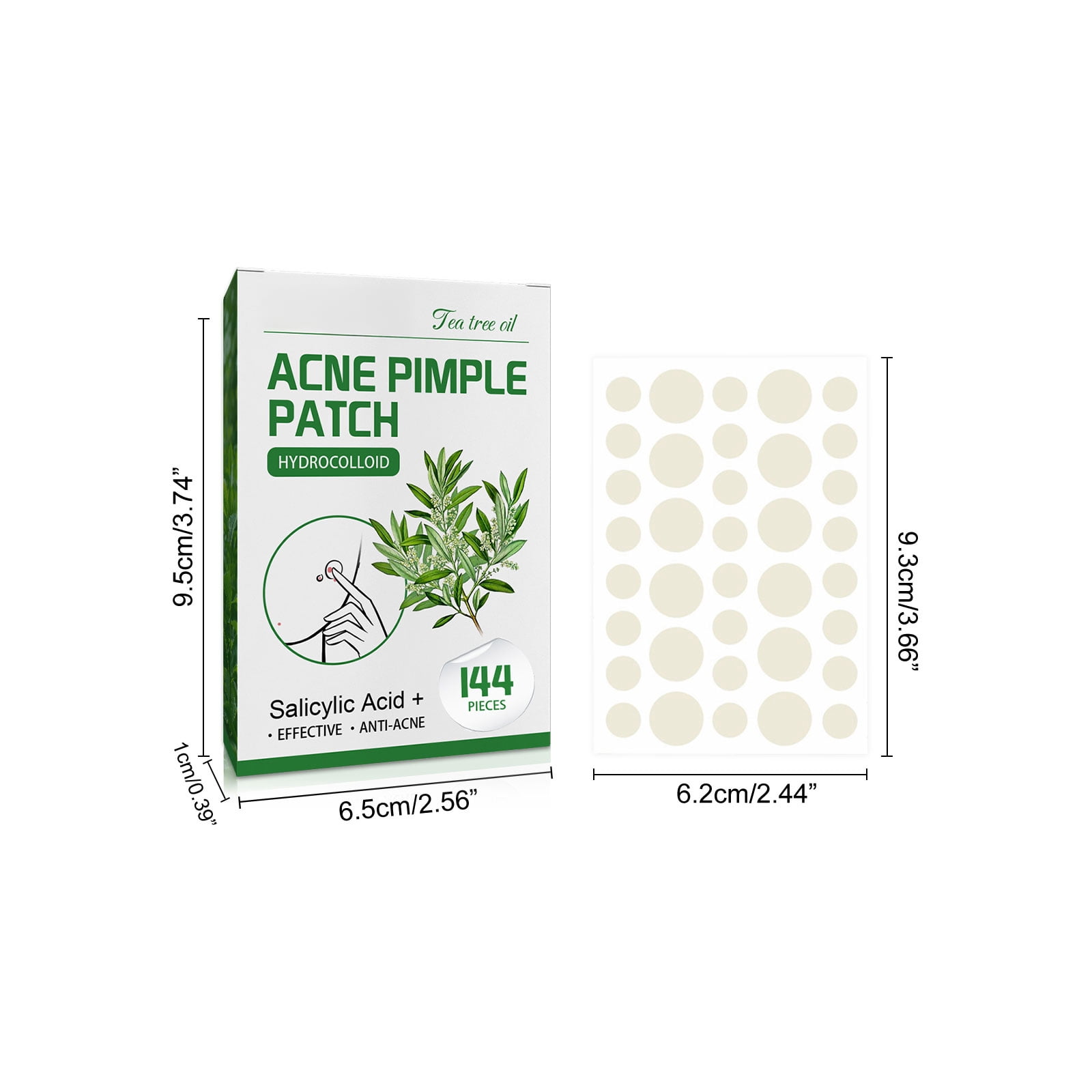 Alvantor Invisible Tea Tree Oil Hydrocolloid Pimple Patches for Face, 144pcs - Waterproof & Breathable