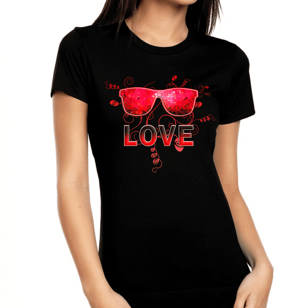 Red Tie Top Women's Valentine's Day Tshirt Top Tri-Blend Vneck Tshirt Valentine Graphic Tee Valentine Shirt