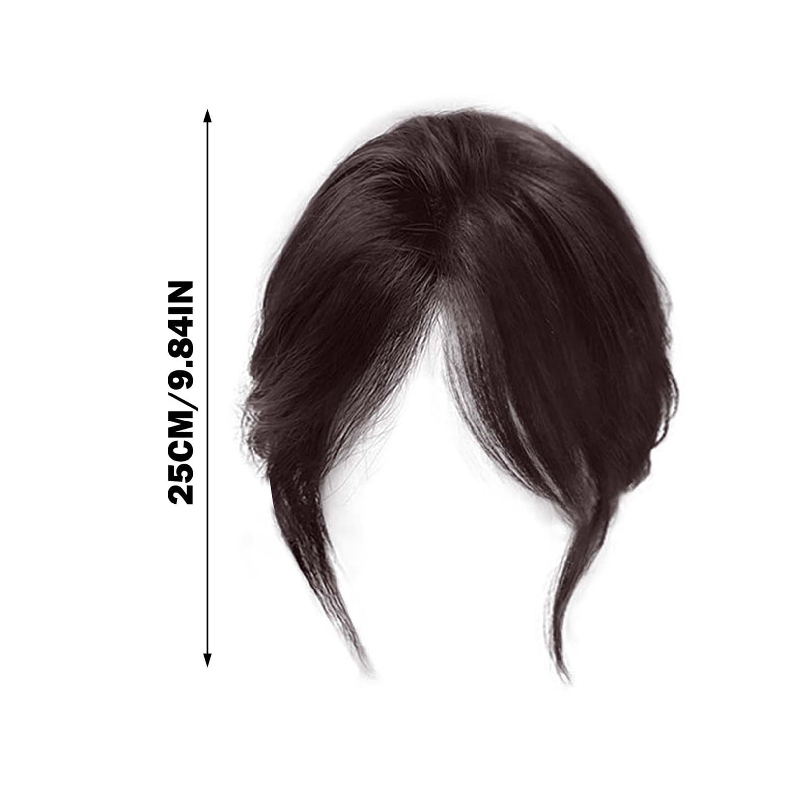 Leatfisat Clip In Toppers Straight Human Hair Seamless Hairpiece With Side-Swept Bangs For Women Thin Hair (Mocha Brown)