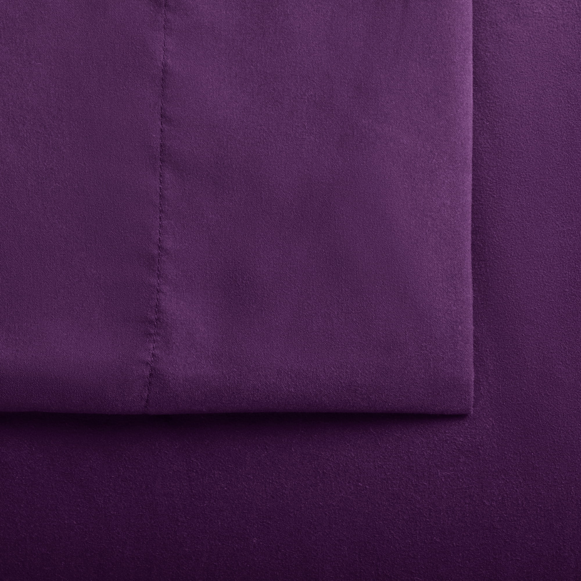 Serta Simply Clean 3-Piece Antimicrobial Solid Bed Sheet Set, Twin, Purple