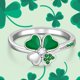 thumbnail image 5 of Anillo Talonior Shamrock con trébol de 4 hojas para el Día de San Patricio, plateado, 5 of 8
