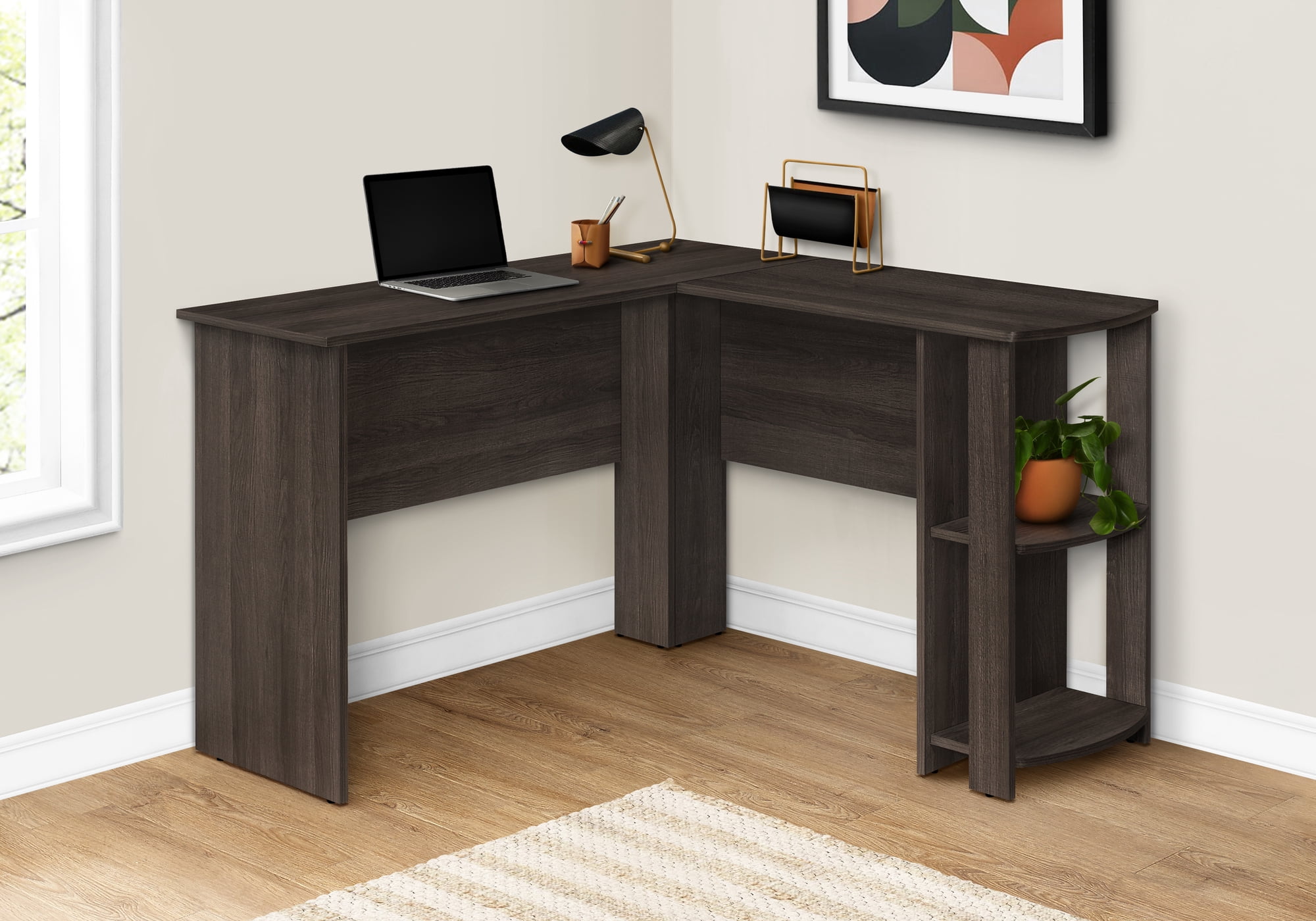 Monarch Specialties - Computer Desk, Corner, 48"L, L Shape, Work, Laptop, Brown Laminate