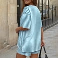 thumbnail image 6 of Summer Pjs for Women Set Striped Oversized Matching Tops and Shorts Pajama Sets Soft Loose Fit Lounge 2 Piece Set, 6 of 6