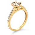 thumbnail image 3 of Gem Stone King 10K Yellow Gold Peach Morganite and White Lab Grown Diamond Engagement Ring for Women (1.18 Cttw, Oval 8X6MM, Gemstone October Birthstone, Size 6), 3 of 4