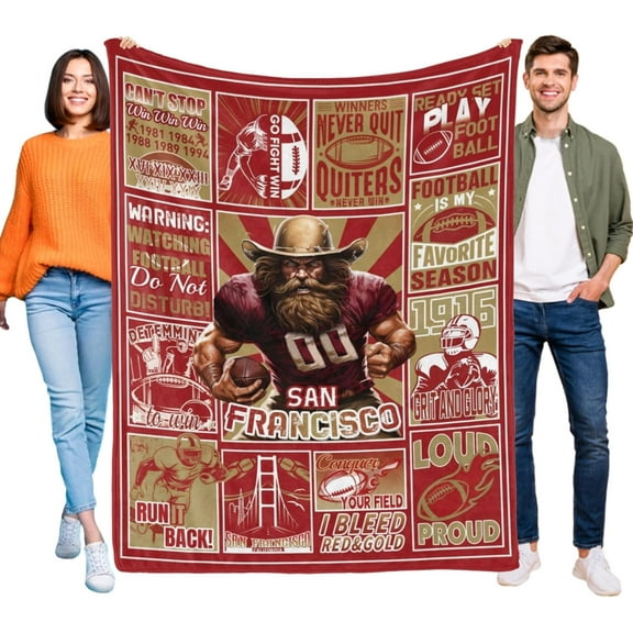 Football Blanket Gifts for Men Women,Football Fans Flannel Blanket,Football Team Fan Gifts Ideas for Men Women Boys Kids Throw Blanket 60"X50"