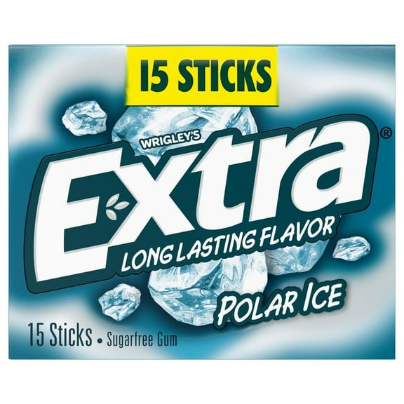 Extra Gum Polar Ice Sugar Free Chewing Gum, Single Pack, 15 Stick Packaging May Vary - Pack of 3