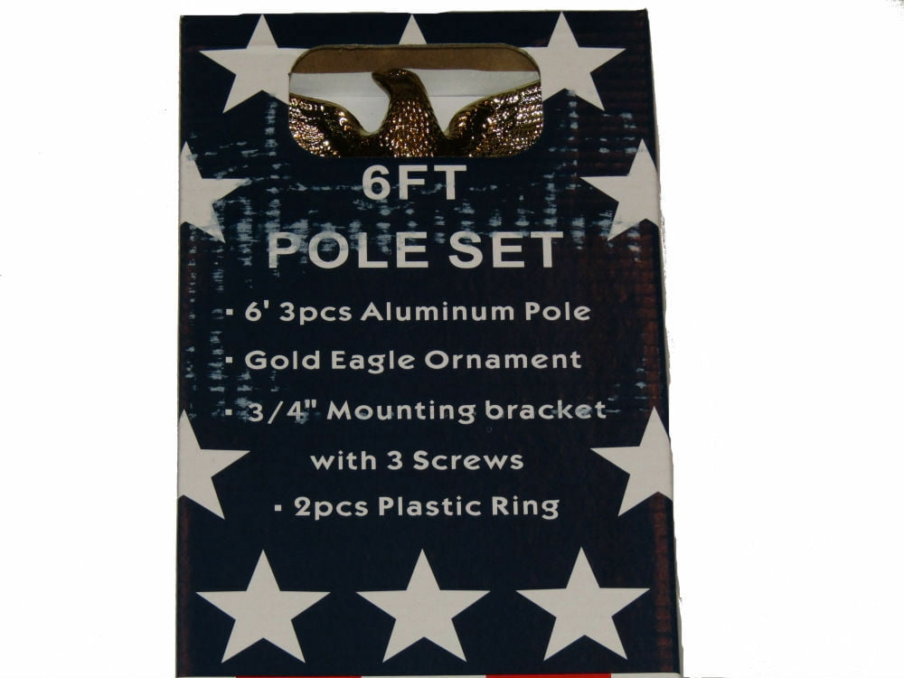 6' Ft Residential Flag Pole Kit Tangle Free No Furl Rings & Optional Flag (RI)