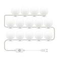thumbnail image 1 of Graflsoa USB Touch-Controlled LED Vanity Mirror Light with 3-Color Dimmable Bulbs, 14-Lamp String, 1.5M Cord, 5V, 3000K+6000K, White, Waterproof Design, 1 of 6