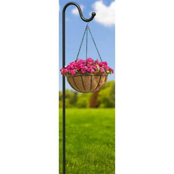 Panacea 90 in. Heavy Duty Shepherd Hook with Auger Base for Bird Feeder, Extra Large Black