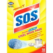 S.O.S Steel Wool Dish Scrubber Pads, 18 Pack