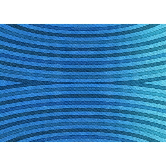 Ahgly Company Indoor Rectangle Patterned Blue Eyes Blue Area Rugs, 8' x 10'