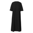 thumbnail image 3 of Women Fashion Casual Solid Round Neck Short Sleeve Mid Length Long Dress Fall Dresses for Women Casual Summer Dresses Casual Turtleneck Dress Dress with Pockets Long Cute Winter Dresses for Women, 3 of 4