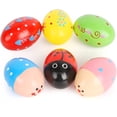 thumbnail image 1 of DEBGFS Wooden Percussion Musical Egg Maracas Egg Shakers, 6 PCS, Random Pattern, Halloween Props, 1 of 5