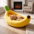 thumbnail image 6 of Cute Banana Shaped Dog Cat Bed, Soft Plush Pet Mattress with Raised Sides, Funny Pet Bed for Small Medium Pets Indoor Use, 6 of 6
