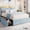 Blue, variant on Velvet Upholstered Platform Bed Frame with Bookcase Headboard, RGB LED Lights and 2 Flexible Storage Drawers, Noise Free,Adjustable Headboard Height,No Box Spring Needed, Easy Assembly