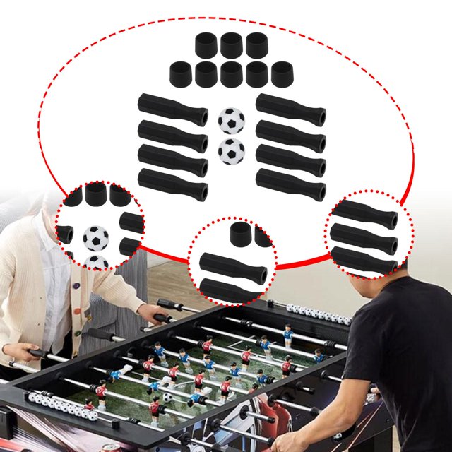 Colaxi Poignées de Ballon Faciles à Installer Entretien Table de Soccer Noir Remplacer Pièces Réparation Standard 18 Pcs/ensemble avec 2 Ballons