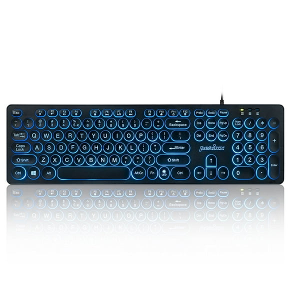 Teclado USB Retroiluminado con Cable Full size keyboard Perixx PERIBOARD-317R - Letras Grandes LED Iluminado Inglés Estadounidense