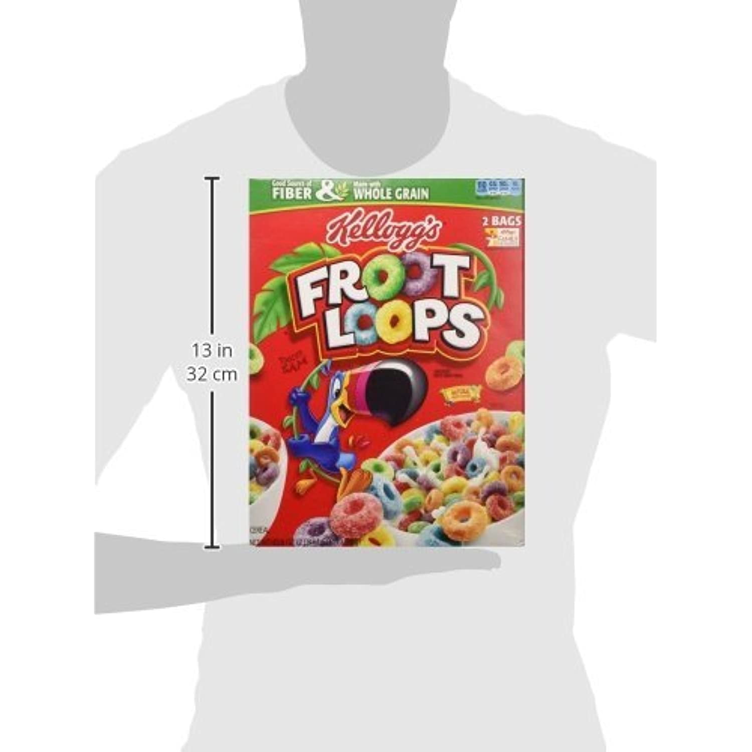 Kellogg's Froot Loops Breakfast Cereal, 43 oz Bag, 2 Bags/Box, (22000900)