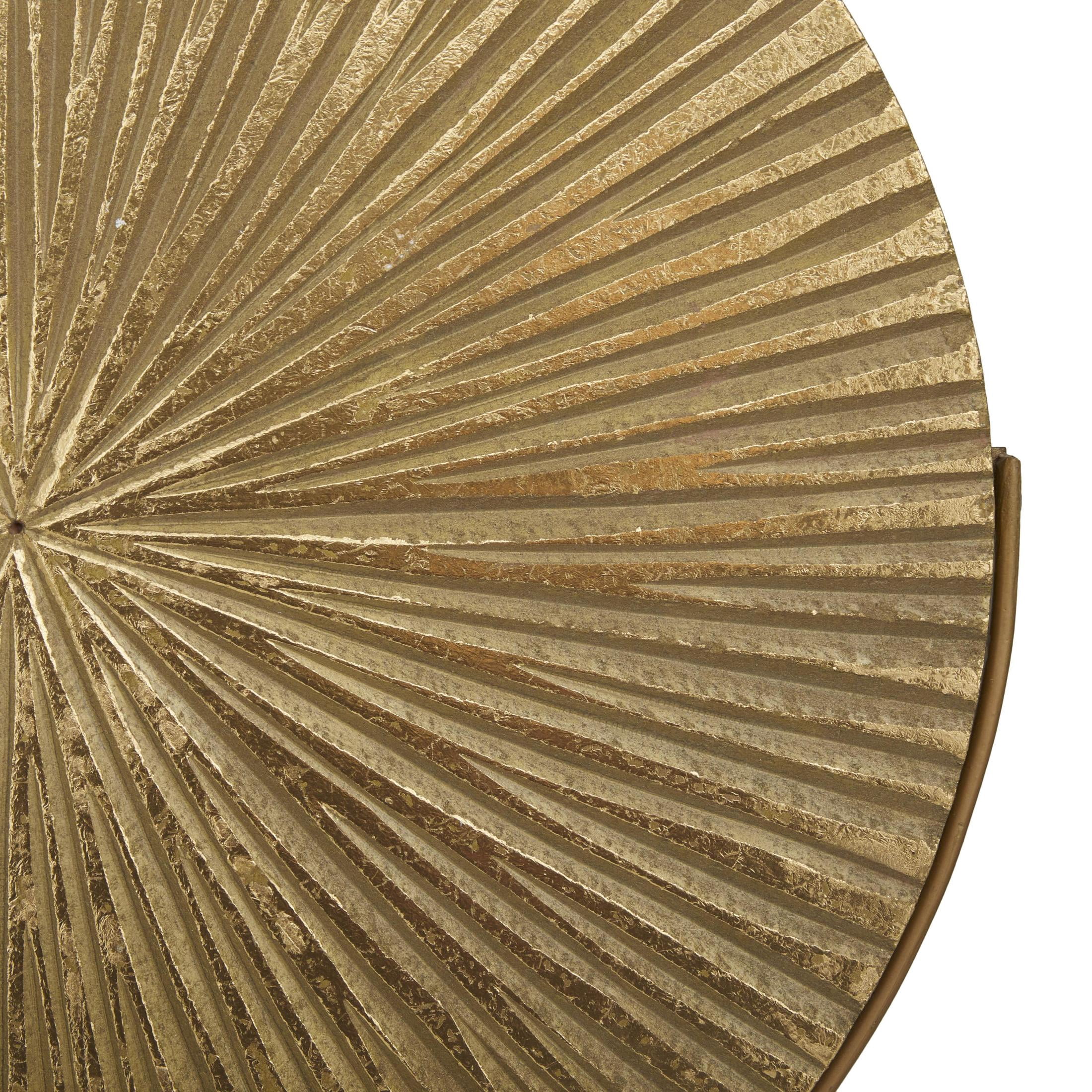 18" x 23" Gold Metal Textured Round Disk Starburst Sculpture with Stand, by CosmoLiving by Cosmopolitan