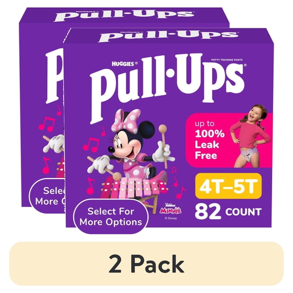 (2 pack) Pull-Ups Girls' Potty Training Pants, 4T-5T (38-50 lbs), 82 Count (Select for More)