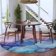 thumbnail image 3 of Round Rugs 5Ft, Purple Blue Round Area Rug Washable Indoor Throw Carpet, Modern Pink Gold Marble Textured Soft Non Slip Circle Rug for Cabinet Bathroom Home Decor Aesthetic, 3 of 8