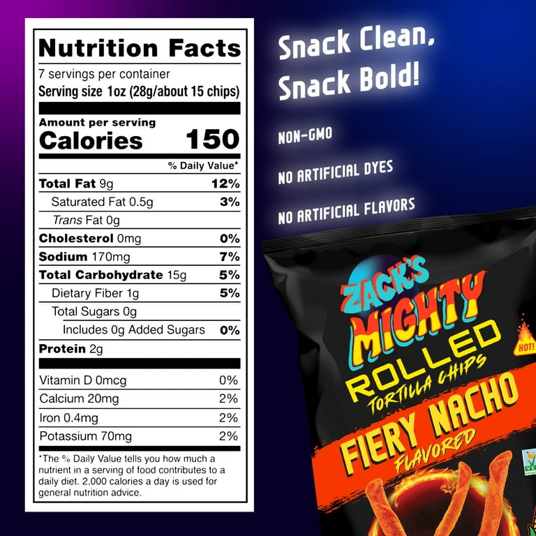 Zack's Mighty Fiery Nacho Rolled Tortilla Chips, 7 oz - Walmart.com