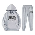 thumbnail image 4 of SGMVNU Boys 2 Pieces Sweatsuits Striped Hoodie Sweatshirts Top and Pants for Kids Tracksuits Kids Clothes Tracksuit Clothing Set, Size 11-12 Years, Light Gray, 4 of 4