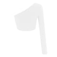 thumbnail image 4 of Gbsyewxs Shirts For Women Long Sleeve One Shoulder Solid Color Slim Fashion Summer Womens T Shirt White, 4 of 8