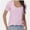 pinkstripe, variant on Women's Basic Summer T-Shirt - Square Neck Short Sleeve Top, Casual Comfort Fit