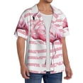 thumbnail image 2 of Balery Flamingo Camisa Casual de Manga Corta con Botones para Hombre, Texturizada, Estilo Cubano, para Playa, Verano-Large, 2 of 5