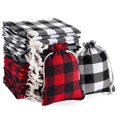 thumbnail image 1 of 24 Uds. Bolsa con cordón a cuadros de búfalo, bolsa de Navidad para envoltorio de caramelos, recuerdo Afortunado Sencillez, 1 of 5