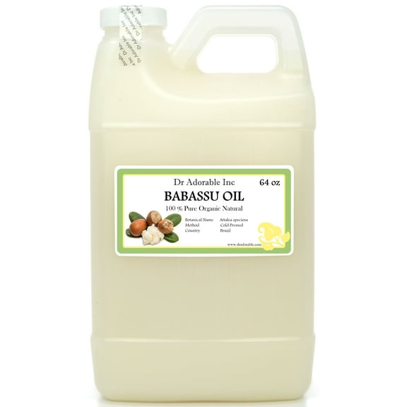 Dr. Adorable - 100% Pure Babassu Oil Organic Cold Pressed Moisturizing Oil For Face Skin Hair - 64 oz