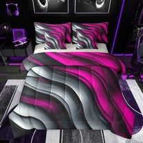 Homewish Adults Abstract Stripes Lines Bedding Comforter Set 7 Pieces,Gradient Geometric Full Bedding Set Lightweight,Vintage Aesthetic Fitted Sheet Flat Sheet,Lightweight Room Decor,Reversible