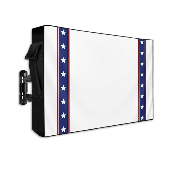 4th of July Outdoor TV Cover 52 to 55 Inch Weatherproof, Independence Day American Star Blue Red 600D Oxford TV Covers with Waterproof Zipper, Outside Flat TV Screen Protector Size 52"Wx19"Hx4.5"D
