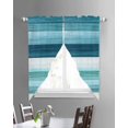 thumbnail image 2 of Teal Blue Green Swag Valances for Windows, Modern Ombre Minimalism Abstract Stripes Rod Pocket Sheer Valances for Windows, Swag Toppers Light Filtering for Kitchen Living Room 2 Panels 36''x63'', 2 of 3