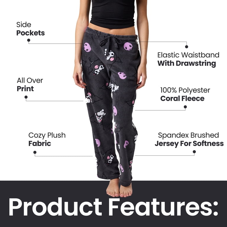 Bioworld, Pajama Pants, Women's Kuromi Plush, Large, Black
