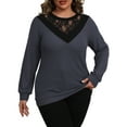 thumbnail image 4 of a.Jesdani Plus size Sweatshirts for Women Crewneck Casual Lace Patchwork Pullover Sweater 2xl, 4 of 6
