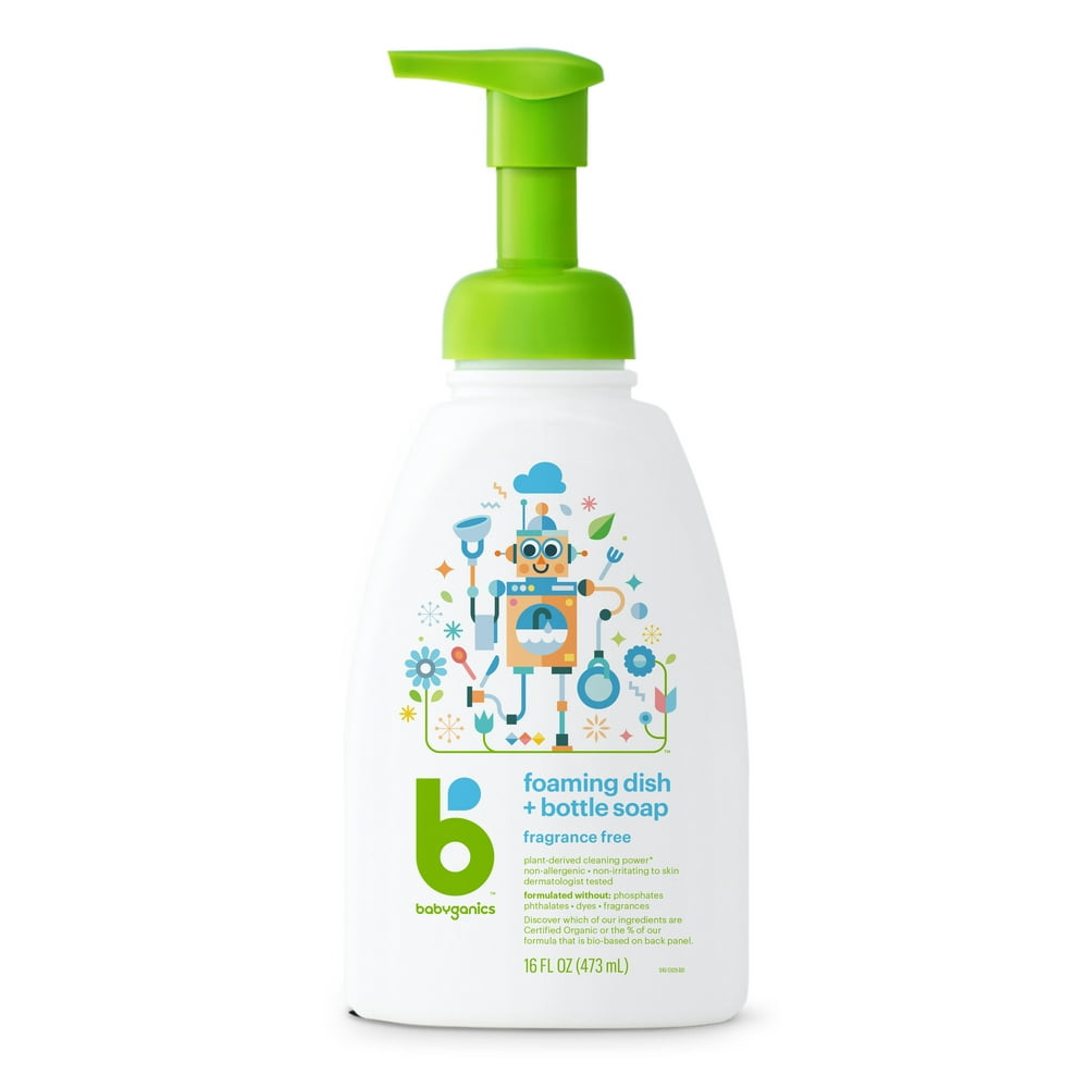 Babyganics Foaming Dish & Bottle Soap, Fragrance Free, 16 Fl Oz