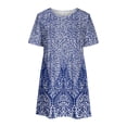 thumbnail image 3 of PENGXIANG Robes Midi pour Femmes Été Décontracté Ample Boho Imprimé Floral Col Rond Manches Courtes Longueur Genou Robe Froncée avec Poches Robes de Printemps pour Femmes 2023, 3 of 5