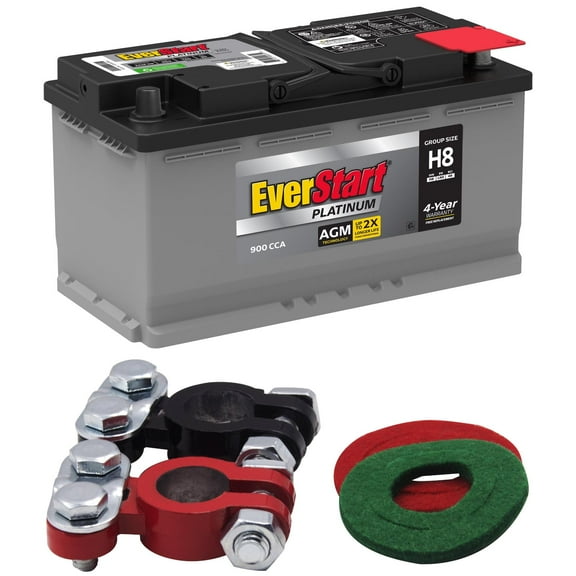 EverStart Platinum AGM Automotive Battery, Group Size H8 / LN5 / 49 12 Volt, 900 CCA with Top Post Epoxy Coated Battery Terminals