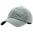 thumbnail image 1 of Aocisk Washed Denim Embroidered Letter Baseball Cap Unisex York Style Dad Hat For Everyday Casual Wear Light Gray One Size, 1 of 2