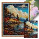 thumbnail image 1 of (FA457) Hilo Algodón Ecológico Bordado 14CT 2 Hebras Impresión 40*51cm Kit Serie Paisaje Punto Cruz Puesta (borde Gancho), 1 of 9