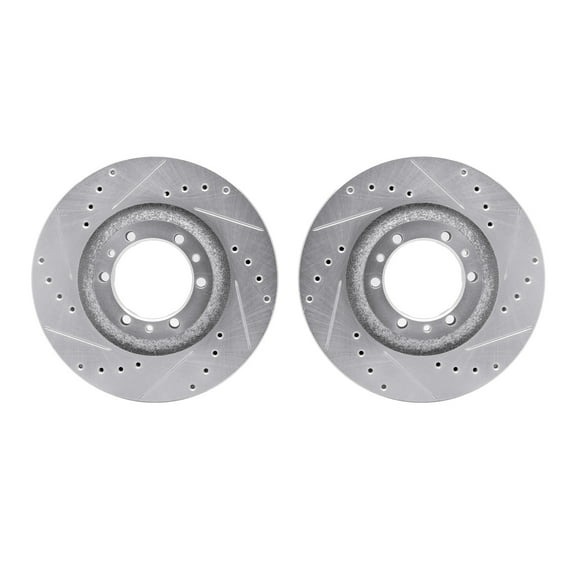 Dynamic Friction Company Front Brake Rotors-Drilled and Slotted-Silver 7002-37000