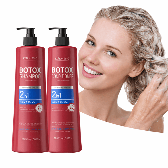 Shampoo y Acondicionador Botox Capilar 2 Piezas 800 ml c/u con Keratina, Colageno y Acido Hialuronico, Reparacion Profunda, Hidratacion y Control del Frizz