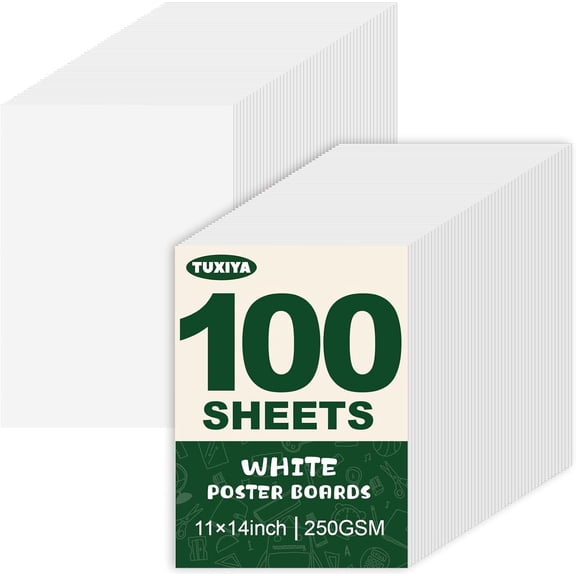 100 Pack White Poster Board,11" x 14" White Poster Paper Bulk,250GSM/92LB Heavy-Weight Blank Poster Board for Arts,Craft,Projects Presentations,Drawing Scrapbooking