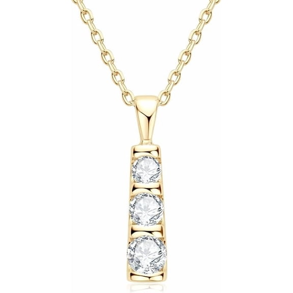 2 Ct Round Lab Created Diamond Women 3 Stone Pendant Necklace 14k Yellow Gold Plated