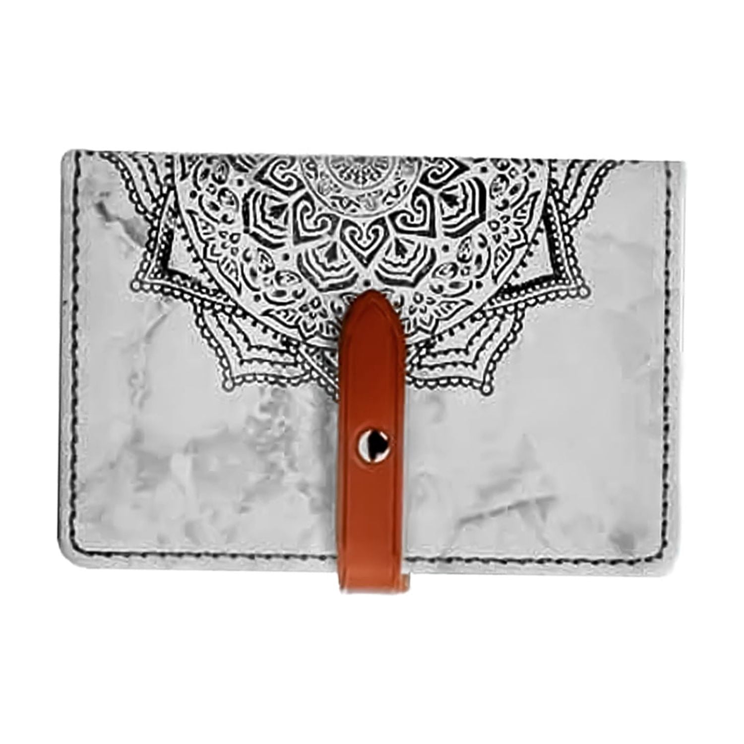 Universal Phone Back Wallet Sleeve with Datura Flower Design - Grey